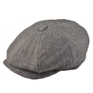 Sapca newsboy din tweed herringbone gri