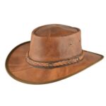 Palarie cowboy din piele naturala maro roscat