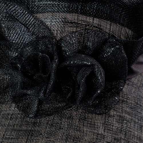 Palarie eleganta din sisal neagra cu bor amplu
