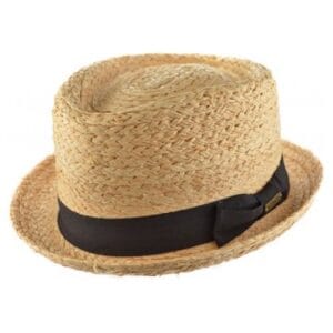 Palarie porkpie din paie natur diamond crown
