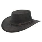 Palarie cowboy din piele naturala neagra cu efect uzat