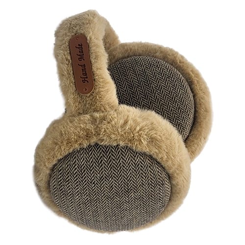 Protectii pentru urechi herringbone bej 2 Protectii pentru urechi herringbone bej