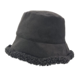 Palarie Bucket Hat reversibila imblanita neagra