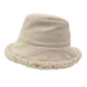 Palarie Bucket Hat reversibila imblanita crem