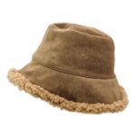 Palarie Bucket Hat reversibila imblanita maro deschis