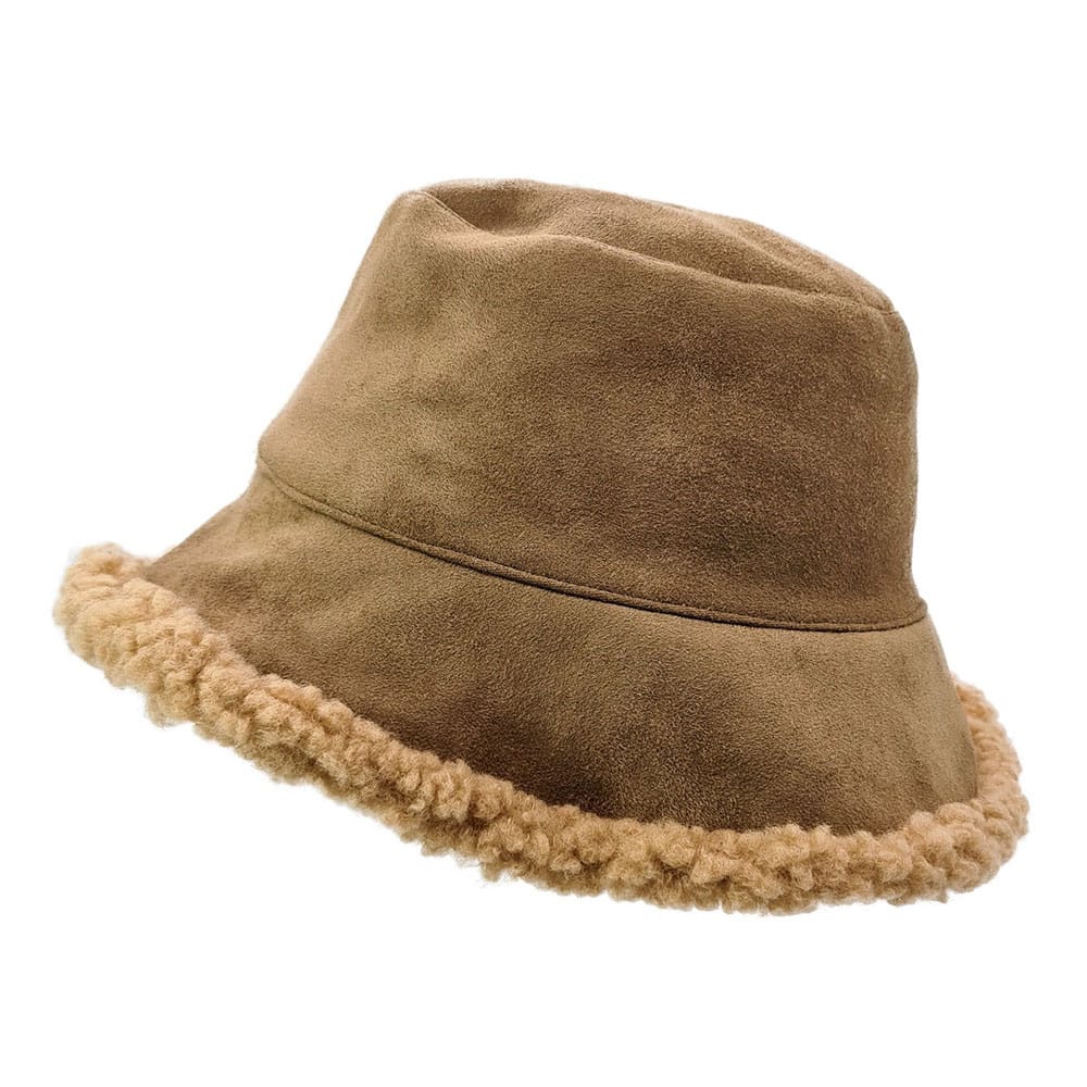 Palarie Bucket Hat reversibila imblanita maro deschis 1 Palarie Bucket Hat reversibila imblanita maro deschis