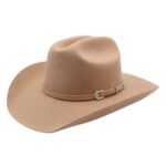 Palarie COWBOY din fetru bej cu catarama