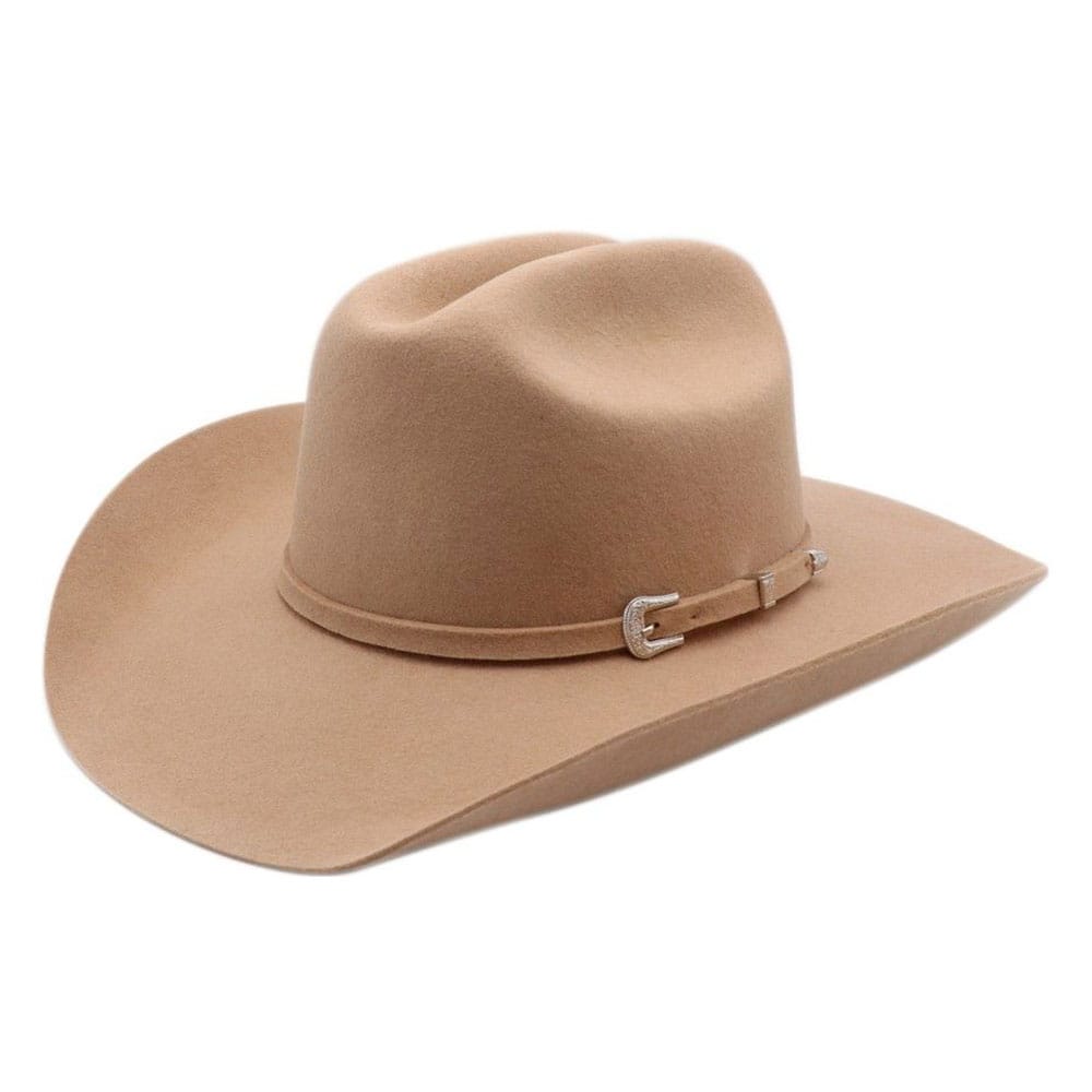 Palarie COWBOY din fetru bej cu catarama 1 Palarie COWBOY din fetru bej cu catarama