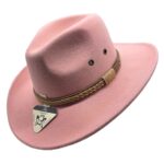 Palarie cowboy din fetru roz somon