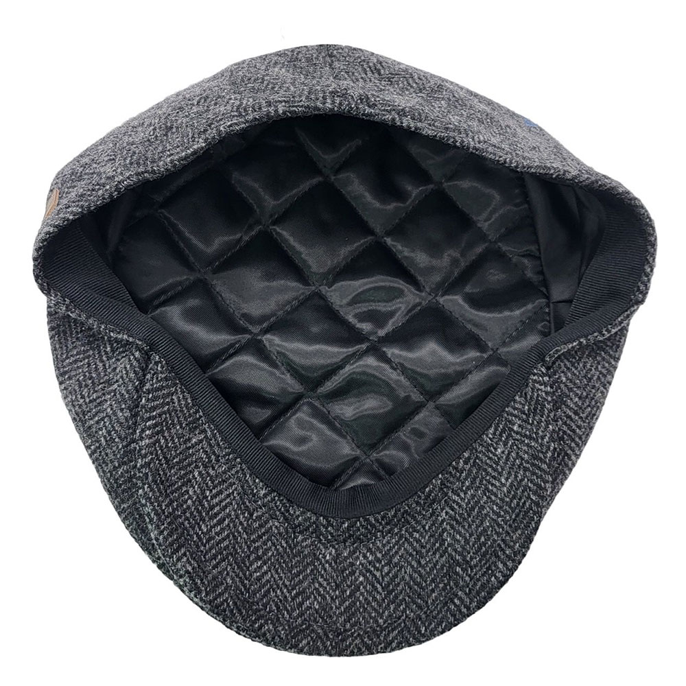 Sapca englezeasca herringbone gri inchis - Magazinul De Palarii