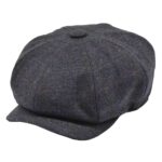 Sapca newsboy herringbone gri inchis cu dungi fine