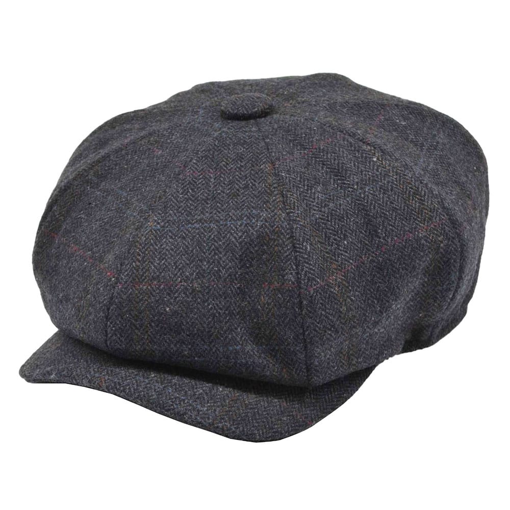 Sapca newsboy herringbone gri inchis cu dungi fine 1 Sapca newsboy herringbone gri inchis cu dungi fine