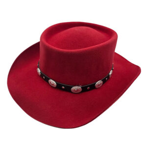 Palarie GAMBLER semirigida rosie cu decoratiuni metalice