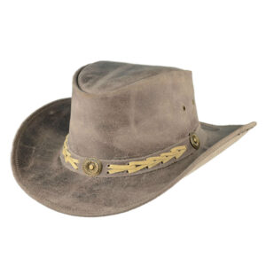 Palarie cowboy din piele naturala nude cu efect vintage