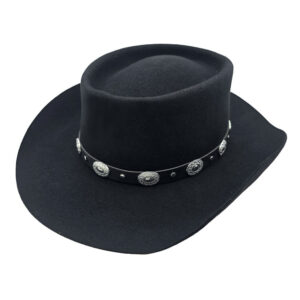 Palarie GAMBLER semirigida neagra cu decoratiuni metalice