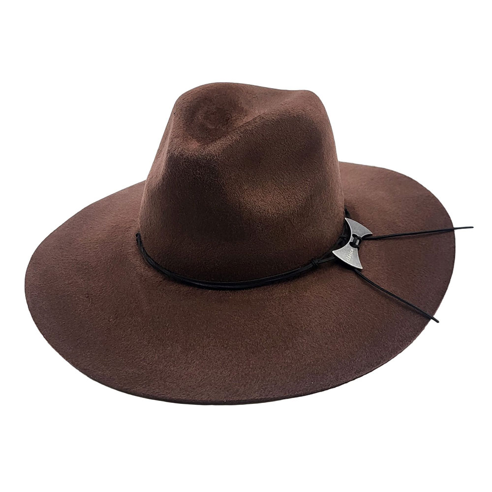 Palarie fedora de dama din fetru catifelat maro 1 Palarie fedora de dama din fetru catifelat maro