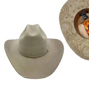 Palarie COWBOY pirogravata din fetru crem