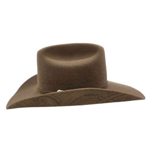 Palarie COWBOY pirogravata din fetru maro deschis