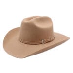Palarie COWBOY din fetru bej cu catarama