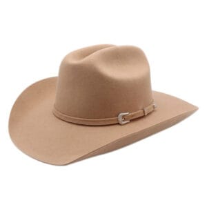 Palarie COWBOY din fetru bej cu catarama