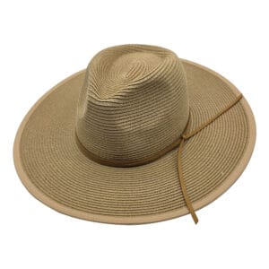 Palarie fedora din paie bej cu bor amplu