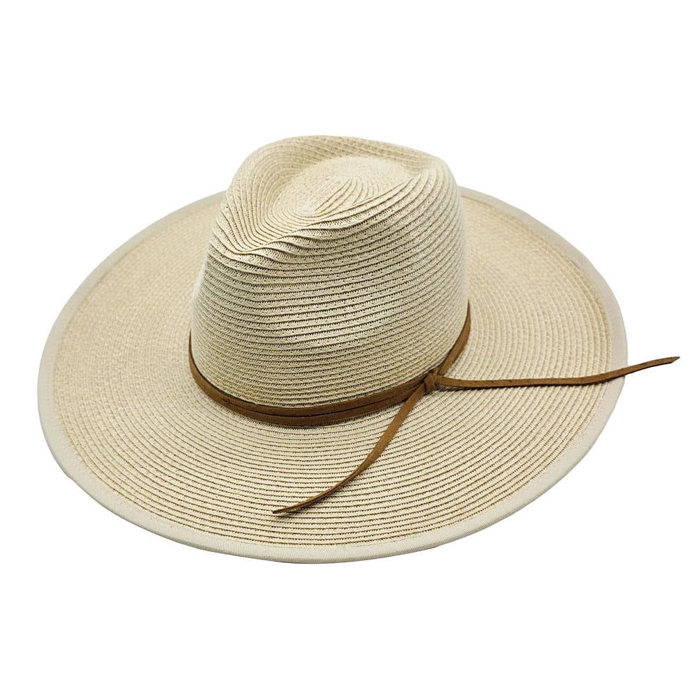 Palarie fedora din paie crem cu bor amplu 1 Palarie fedora din paie crem cu bor amplu