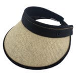 Vizor de soare crem din paie si material textil