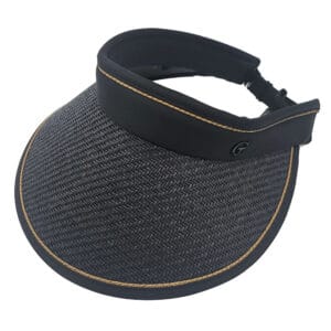 Vizor de soare negru din paie si material textil
