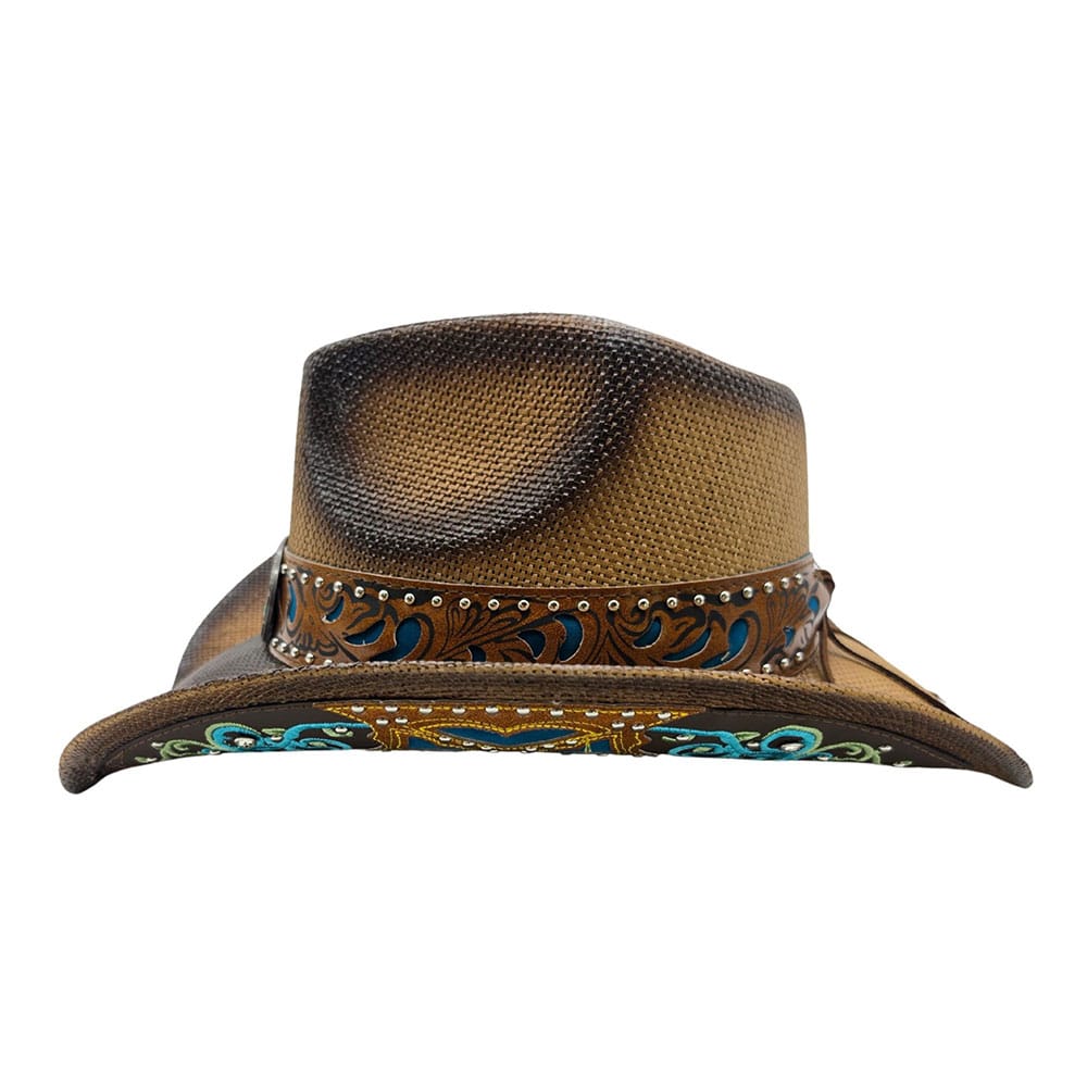 Palarie texana maro cu broderie western pe interiorul borului 3 Palarie texana maro cu broderie western pe interiorul borului